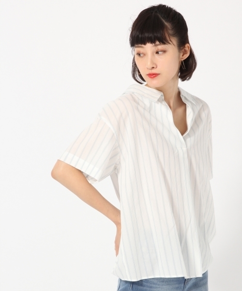 LOWRYS FARM(ローリーズファーム)の「スキッパーシャツ 784504 (シャツ/ブラウス・レディース・レッド/オフホワイト/チェック/ストライプ・MEDIUM/LARGE)」の4枚目の写真