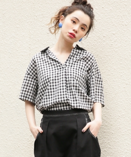 LOWRYS FARM(ローリーズファーム)の「スキッパーシャツ 784504 (シャツ/ブラウス・レディース・レッド/オフホワイト/チェック/ストライプ・MEDIUM/LARGE)」の3枚目の写真