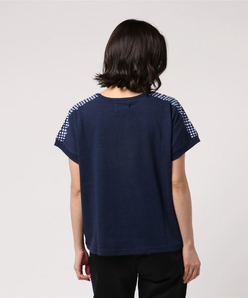 go slow caravan(ゴースローキャラバン)の「OPTIMISM/オプティミズム ギンガム切り替えプルオーバー(Tシャツ/カットソー・レディース・ネイビー/ホワイト・FREE)」の4枚目の写真