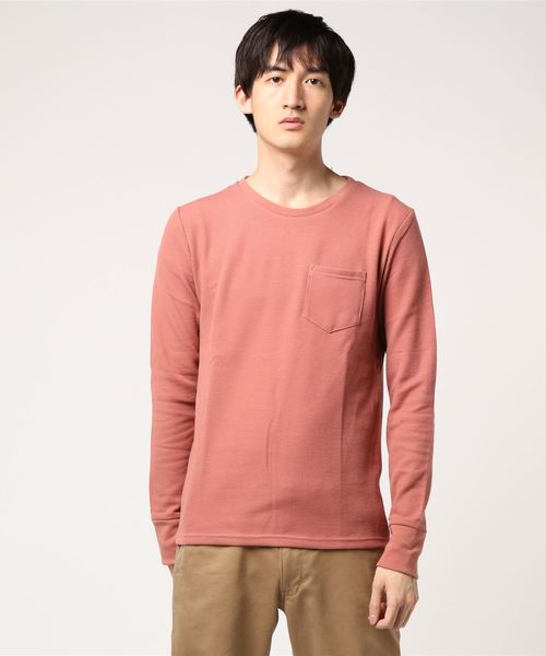 JOKER(ジョーカー)の「ワッフルポケット長袖Tシャツ(Tシャツ/カットソー・メンズ・ブラック/ベージュ/オフホワイト/カーキ/ピンク/ブルー系その他・L/M/XL)」の1枚目の写真