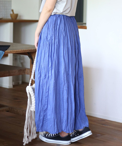 Bou Jeloud（ブージュルード）の「【WEB限定】コットンクリンクル加工ワッシャースカート（スカート・レディース・ピンク/ブルー/キャメル・38）」の9枚目の写真