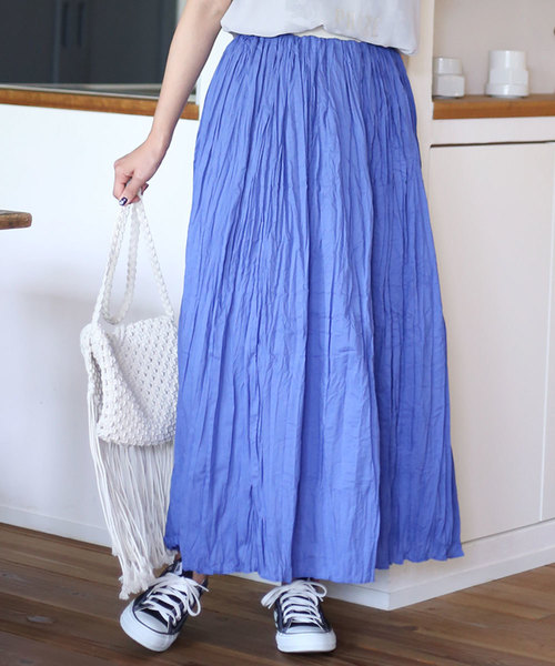 Bou Jeloud（ブージュルード）の「【WEB限定】コットンクリンクル加工ワッシャースカート（スカート・レディース・ピンク/ブルー/キャメル・38）」の10枚目の写真