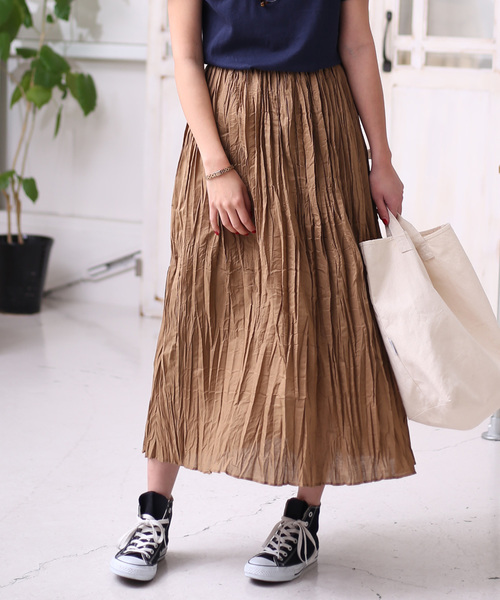 Bou Jeloud（ブージュルード）の「【WEB限定】コットンクリンクル加工ワッシャースカート（スカート・レディース・ピンク/ブルー/キャメル・38）」の12枚目の写真