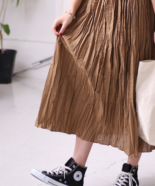 Bou Jeloud（ブージュルード）の「【WEB限定】コットンクリンクル加工ワッシャースカート（スカート・レディース・ピンク/ブルー/キャメル・38）」の13枚目の写真