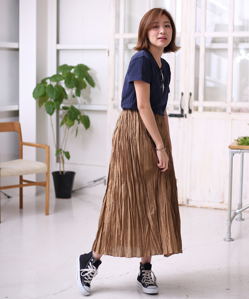 Bou Jeloud（ブージュルード）の「【WEB限定】コットンクリンクル加工ワッシャースカート（スカート・レディース・ピンク/ブルー/キャメル・38）」の14枚目の写真