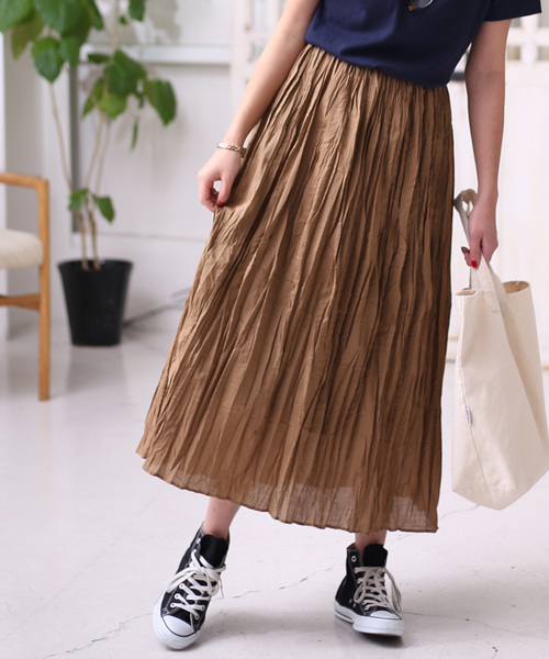 Bou Jeloud（ブージュルード）の「【WEB限定】コットンクリンクル加工ワッシャースカート（スカート・レディース・ピンク/ブルー/キャメル・38）」の15枚目の写真