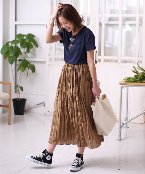 Bou Jeloud（ブージュルード）の「【WEB限定】コットンクリンクル加工ワッシャースカート（スカート・レディース・ピンク/ブルー/キャメル・38）」の16枚目の写真