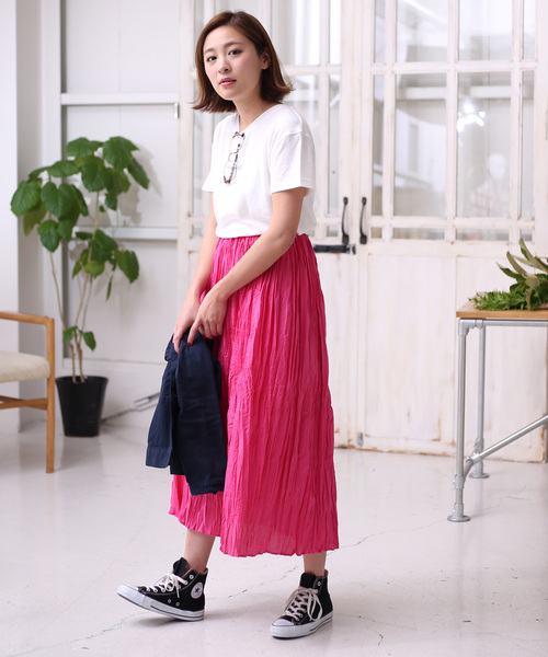 Bou Jeloud（ブージュルード）の「【WEB限定】コットンクリンクル加工ワッシャースカート（スカート・レディース・ピンク/ブルー/キャメル・38）」の17枚目の写真