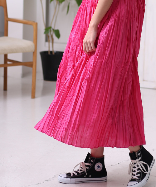 Bou Jeloud（ブージュルード）の「【WEB限定】コットンクリンクル加工ワッシャースカート（スカート・レディース・ピンク/ブルー/キャメル・38）」の19枚目の写真