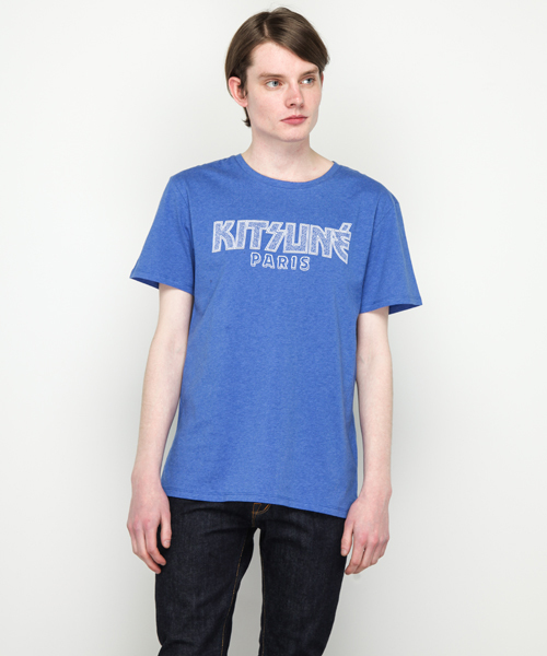 Maison Kitsune(メゾンキツネ)の「【KITSUNE TEE】KISS TSUNE TEE(Tシャツ/カットソー・メンズ・グレー/ブルー・X-SMALL/LARGE/MEDIUM/SMALL)」の1枚目の写真