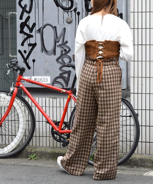 w closet（ダブルクローゼット）の「チェック柄ハイウエストパンツ_
