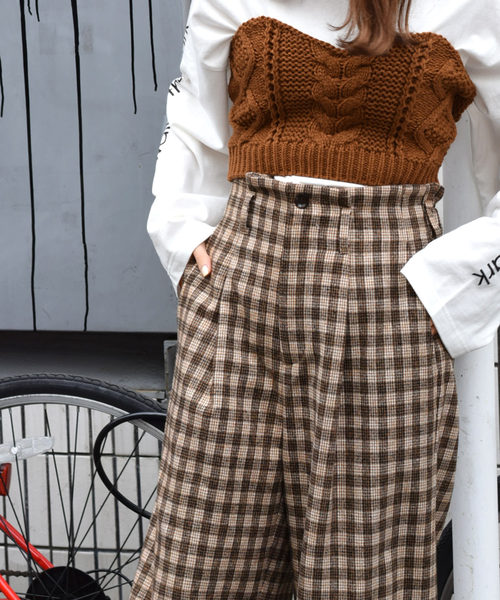 w closet（ダブルクローゼット）の「チェック柄ハイウエストパンツ_