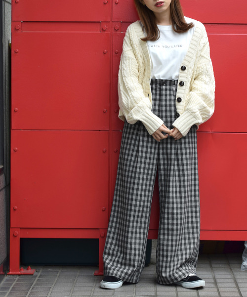 w closet（ダブルクローゼット）の「チェック柄ハイウエストパンツ_