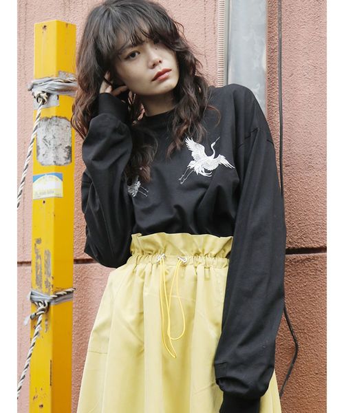 jouetie（ジュエティ）の「ジャパンロンT（Tシャツ/カットソー・レディース・ブラック/オフホワイト/ベビーピンク・MEDIUM）」の3枚目の写真