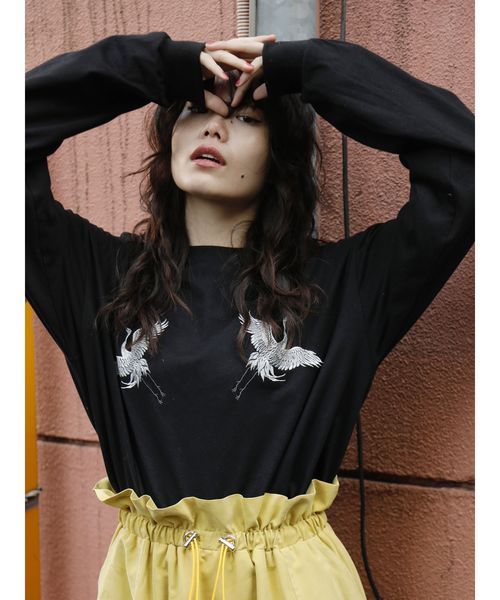 jouetie（ジュエティ）の「ジャパンロンT（Tシャツ/カットソー・レディース・ブラック/オフホワイト/ベビーピンク・MEDIUM）」の10枚目の写真