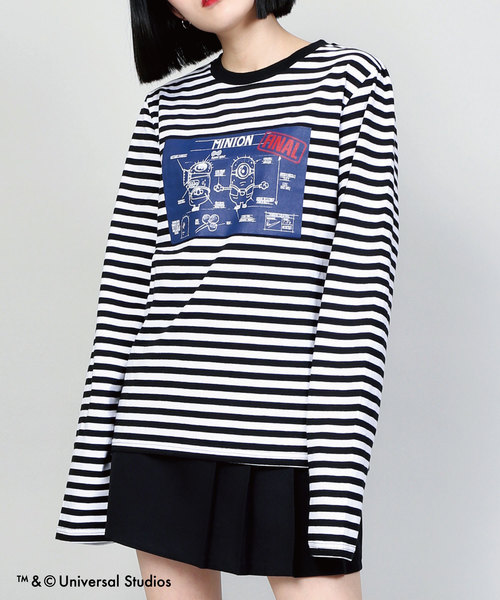 DING（ディング）の「DING/MINIONS ボーダーロングTシャツ（Tシャツ/カットソー・メンズ・ブラック系その他5/オレンジ系その他6・SMALL/MEDIUM）」の2枚目の写真