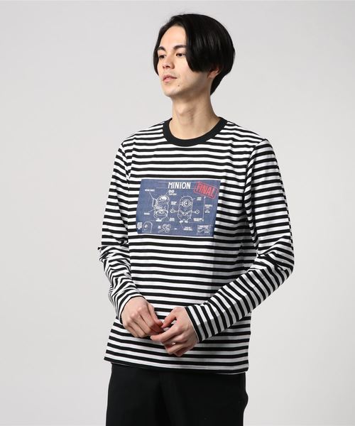 DING（ディング）の「DING/MINIONS ボーダーロングTシャツ（Tシャツ/カットソー・メンズ・ブラック系その他5/オレンジ系その他6・SMALL/MEDIUM）」の5枚目の写真