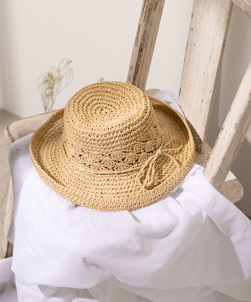 WEGO（ウィゴー）の「WEGO/ラウンドレース編みハット（ハット・レディース・キャメル/ベージュ・FREE）」の2枚目の写真