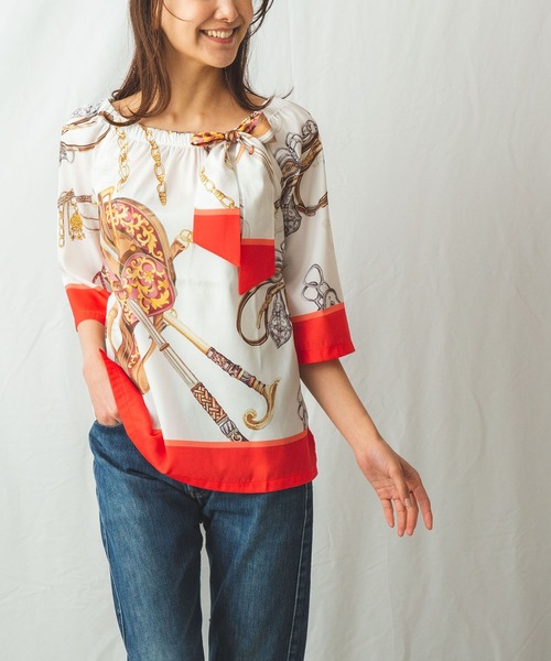 セール スカーフ柄オフショルダーブラウス シャツ ブラウス トップス Naracamicie ナラカミーチェ のシャツ ブラウス スカーフ柄オフショルダーブラウス 10 91 02 303 をセール価格で購入できます Naracamicie シャツ ブラウス Naracamicie ナラカミーチェ