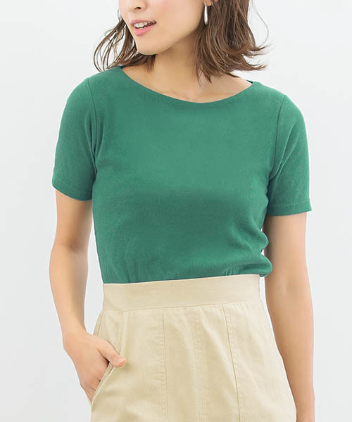Pierrot(ピエロ)の「ネックが選べる 半袖テレコリブ カットソー(Tシャツ/カットソー・レディース・ネイビー/パープル系その他4/パープル系その他2/ホワイト系その他3/ブラック系その他4/パープル系その他/ブルーパープル/オレンジ系その他/ホワイト系その他2/オフホワイト/杢グレー/グリーン/ブラック系その他5/ブラック系その他/ブラック/オレンジ系その他2/ブルー系その他2/オレンジ系その他3/グレー系その他2/ブラック系その他2/グリーン系その他/ブルー系その他/パープル系その他5/ホワイト系その他5/グレー系その他/グリーン系その他2/イエロー系その他/パープル系その他3/ブラック系その他3/ホワイト系その他4/ホワイト系その他/ベージュ系その他2/イエロー・L/M)」の19枚目の写真