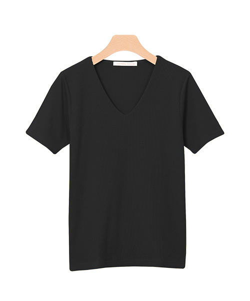 Pierrot(ピエロ)の「ネックが選べる 半袖テレコリブ カットソー(Tシャツ/カットソー・レディース・ネイビー/パープル系その他4/パープル系その他2/ホワイト系その他3/ブラック系その他4/パープル系その他/ブルーパープル/オレンジ系その他/ホワイト系その他2/オフホワイト/杢グレー/グリーン/ブラック系その他5/ブラック系その他/ブラック/オレンジ系その他2/ブルー系その他2/オレンジ系その他3/グレー系その他2/ブラック系その他2/グリーン系その他/ブルー系その他/パープル系その他5/ホワイト系その他5/グレー系その他/グリーン系その他2/イエロー系その他/パープル系その他3/ブラック系その他3/ホワイト系その他4/ホワイト系その他/ベージュ系その他2/イエロー・L/M)」の8枚目の写真