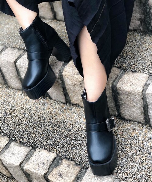 Sugar Sugar シュガーシュガー の 厚底 ハイヒール ボリュームハイヒールバックルブーツ Sugarsugar シュガーシュガー ブーツ Wear