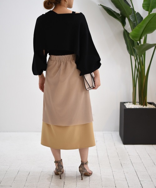 Eimee Law(エイミーロウ)の「【Eimee Law】ショートニットPO×アシメタンクレイヤードニット(ニット/セーター・レディース・ブラック/アイボリー/モカ・38)」の10枚目の写真
