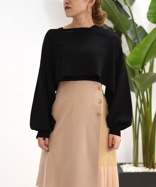 Eimee Law(エイミーロウ)の「【Eimee Law】ショートニットPO×アシメタンクレイヤードニット(ニット/セーター・レディース・ブラック/アイボリー/モカ・38)」の11枚目の写真