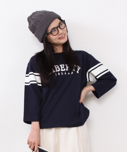 coen（コーエン）の「袖ラインフットボールカットソー（Tシャツ/カットソー・レディース・ホワイト/グレー/ネイビー・LARGE/MEDIUM）」の3枚目の写真