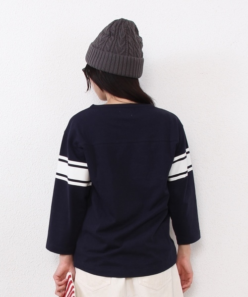 coen（コーエン）の「袖ラインフットボールカットソー（Tシャツ/カットソー・レディース・ホワイト/グレー/ネイビー・LARGE/MEDIUM）」の6枚目の写真