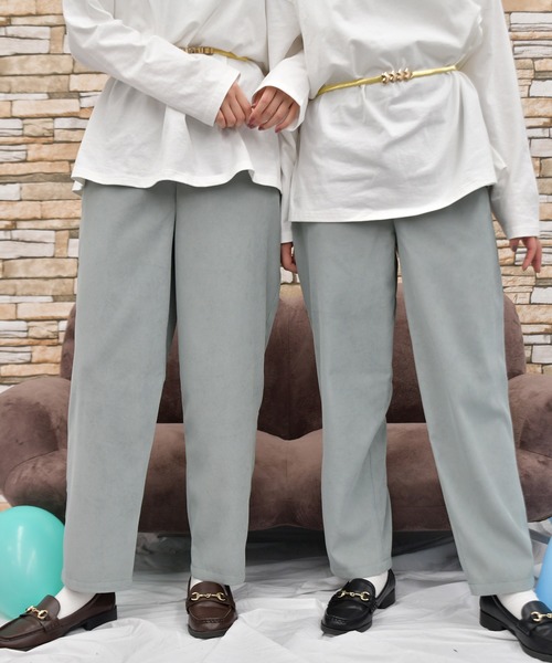 PairPair（ペアペア）の「ベルト付スラックスパンツ(セットアップ)（スラックス・レディース・ライトベージュ/ブルーグレー/モカ・FREE）」の2枚目の写真