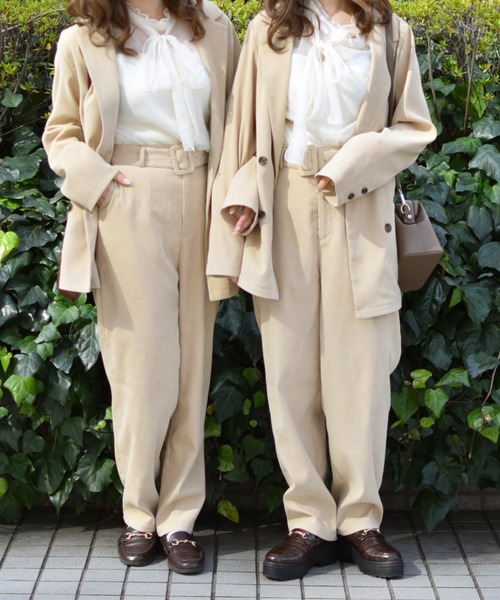 PairPair（ペアペア）の「ベルト付スラックスパンツ(セットアップ)（スラックス・レディース・ライトベージュ/ブルーグレー/モカ・FREE）」の4枚目の写真