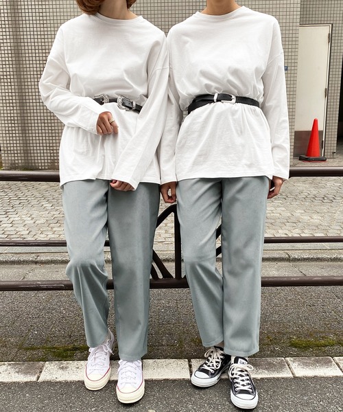 PairPair（ペアペア）の「ベルト付スラックスパンツ(セットアップ)（スラックス・レディース・ライトベージュ/ブルーグレー/モカ・FREE）」の8枚目の写真