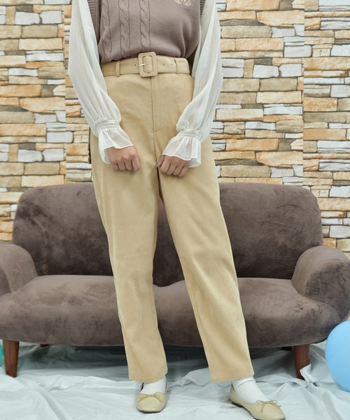 PairPair（ペアペア）の「ベルト付スラックスパンツ(セットアップ)（スラックス・レディース・ライトベージュ/ブルーグレー/モカ・FREE）」の9枚目の写真