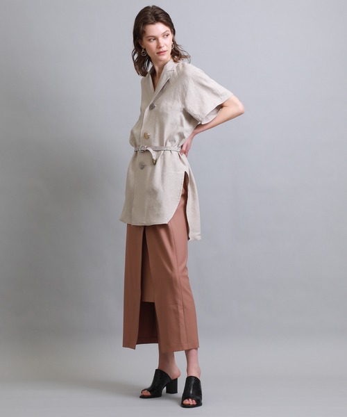 PONTI（ポンティ）の「【PONTI(ポンティ)】リネンポプリン開襟シャツ（シャツ/ブラウス・レディース・ベージュ/ネイビー・FREE）」の5枚目の写真