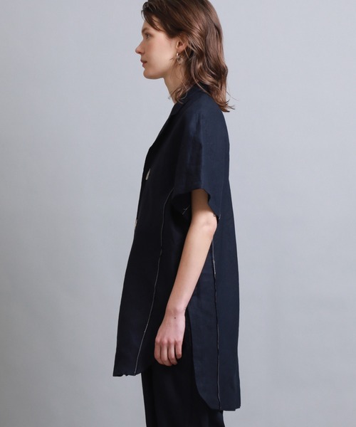 PONTI（ポンティ）の「【PONTI(ポンティ)】リネンポプリン開襟シャツ（シャツ/ブラウス・レディース・ベージュ/ネイビー・FREE）」の17枚目の写真