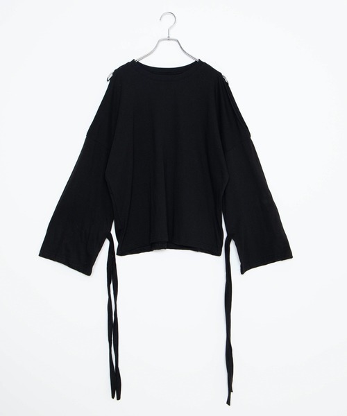 DING（ディング）の「DING/キャンディスリーブ肩あきロングTシャツ（Tシャツ/カットソー・レディース・ホワイト/ブラック・FREE）」の17枚目の写真