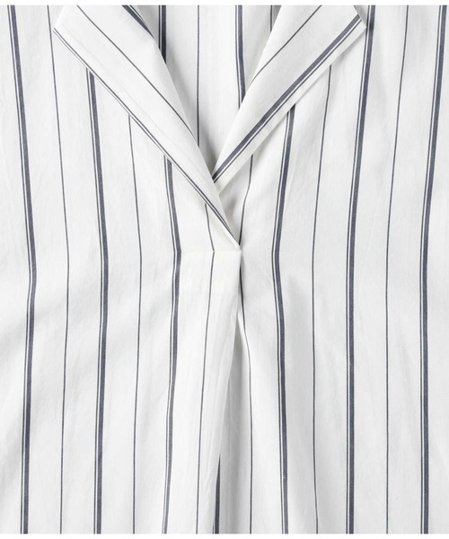 HONEYSUCKLE ROSE（ハニーサックルローズ）の「【HONEYSUCKLE ROSE】テントラインワンピース（シャツワンピース・レディース・ホワイト/ネイビー×ホワイト・M/L）」の5枚目の写真