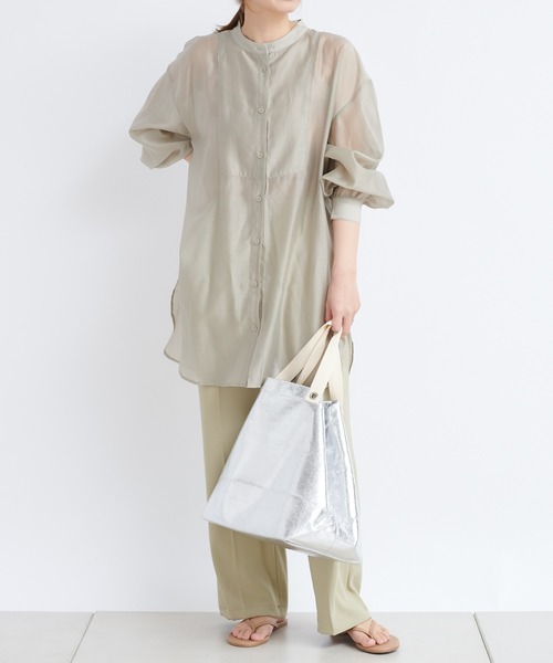 DouDou（ドゥドゥ）の「BIGシアードレスシャツ（シャツ/ブラウス・レディース・ブラウン/グレー/ピンク・FREE）」の18枚目の写真