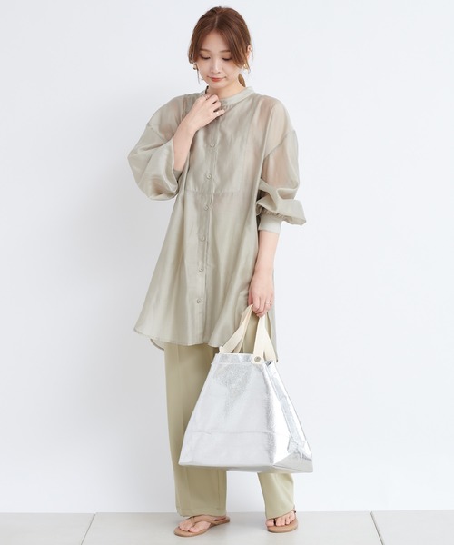 DouDou（ドゥドゥ）の「BIGシアードレスシャツ（シャツ/ブラウス・レディース・ブラウン/グレー/ピンク・FREE）」の9枚目の写真