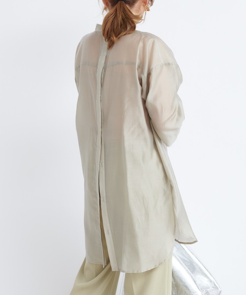 DouDou（ドゥドゥ）の「BIGシアードレスシャツ（シャツ/ブラウス・レディース・ブラウン/グレー/ピンク・FREE）」の4枚目の写真