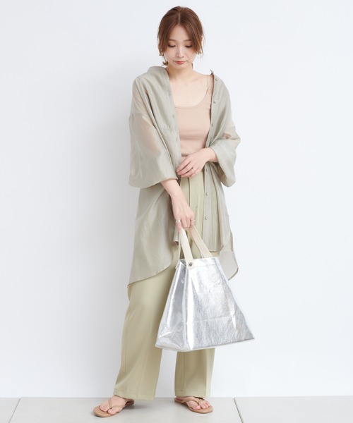 DouDou（ドゥドゥ）の「BIGシアードレスシャツ（シャツ/ブラウス・レディース・ブラウン/グレー/ピンク・FREE）」の19枚目の写真