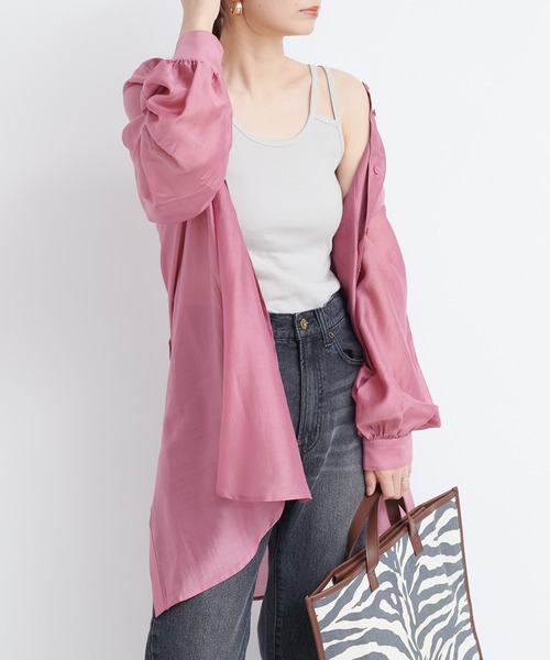 DouDou（ドゥドゥ）の「BIGシアードレスシャツ（シャツ/ブラウス・レディース・ブラウン/グレー/ピンク・FREE）」の14枚目の写真