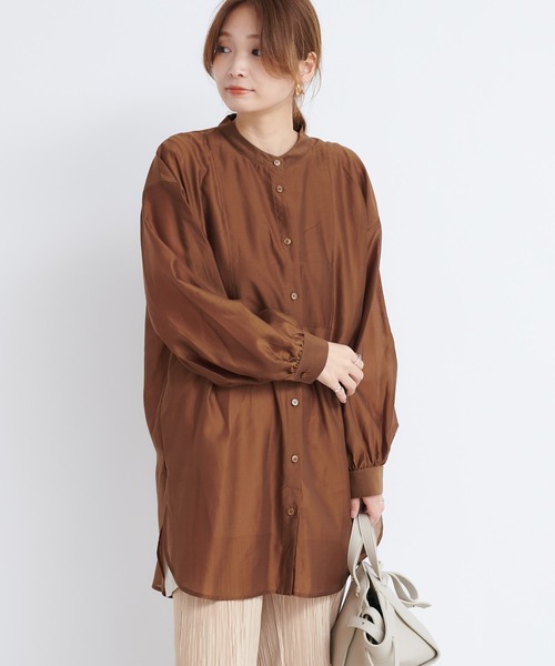 DouDou（ドゥドゥ）の「BIGシアードレスシャツ（シャツ/ブラウス・レディース・ブラウン/グレー/ピンク・FREE）」の6枚目の写真