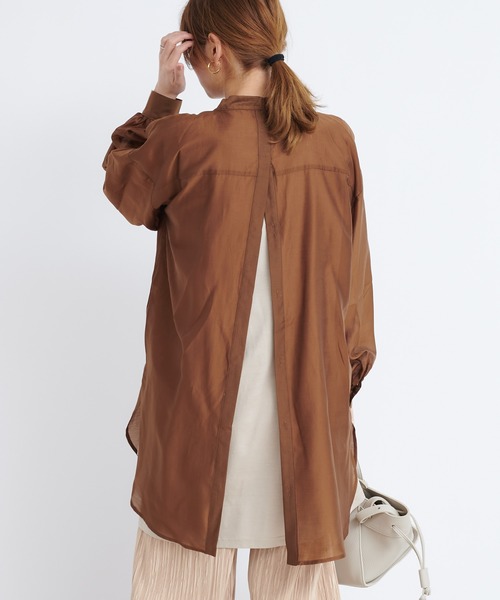 DouDou（ドゥドゥ）の「BIGシアードレスシャツ（シャツ/ブラウス・レディース・ブラウン/グレー/ピンク・FREE）」の12枚目の写真