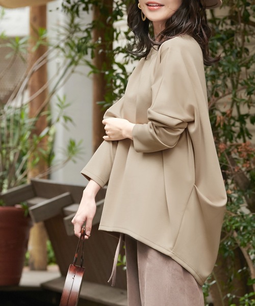 coca（coca）（コカ）の「ボックスプルオーバー（Tシャツ/カットソー・レディース・ベージュ/ブラック・ONE SIZE）」の2枚目の写真