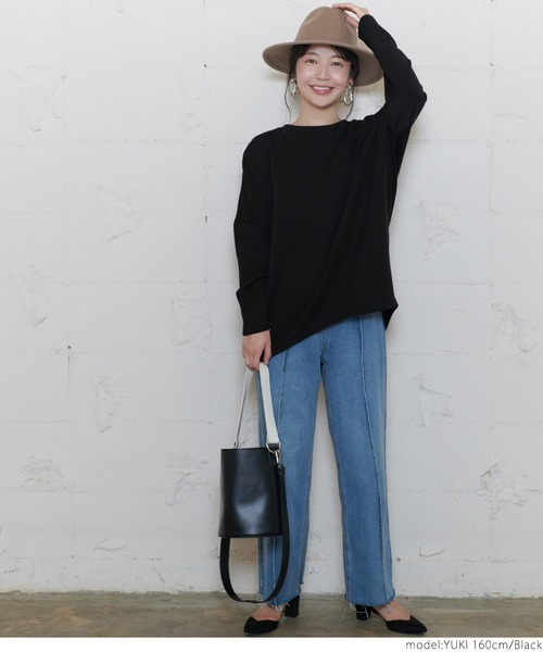 coca（coca）（コカ）の「ボックスプルオーバー（Tシャツ/カットソー・レディース・ベージュ/ブラック・ONE SIZE）」の4枚目の写真