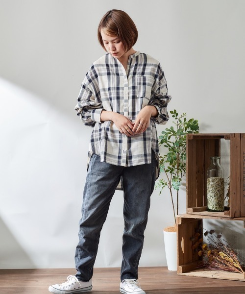 cepo(セポ)の「チェックバンドカラーオーバーシャツ(シャツ/ブラウス・レディース・ブラウン系/イエロー系/ブラック系/オフホワイト・M)」の13枚目の写真