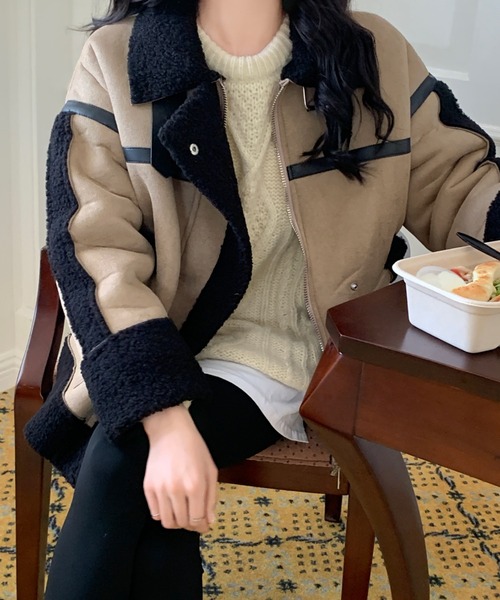 ABITOKYO(アビトーキョー)の「配色ボア パイピングブルゾン(ブルゾン・レディース・ブラック/ブラウン/ダークグレー/キャメル/ボルドー/カーキ/ブルーグレー・S/M/L)」の19枚目の写真