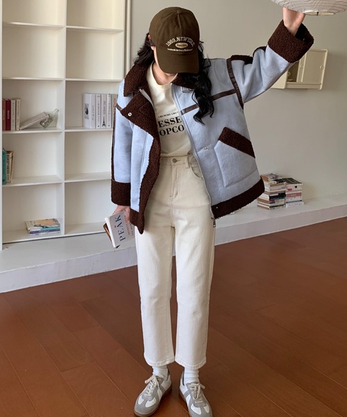ABITOKYO(アビトーキョー)の「配色ボア パイピングブルゾン(ブルゾン・レディース・ブラック/ブラウン/ダークグレー/キャメル/ボルドー/カーキ/ブルーグレー・S/M/L)」の9枚目の写真